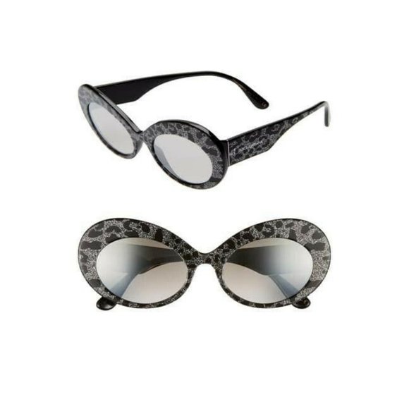 Dolce & Gabbana Oval Cat Eye Sunglasses Leopard